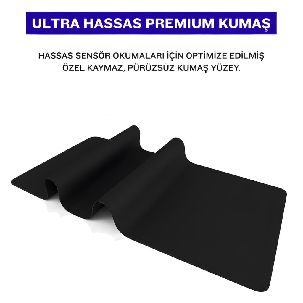 Siyah oyuncu mouse pad – premium kumaş yüzey