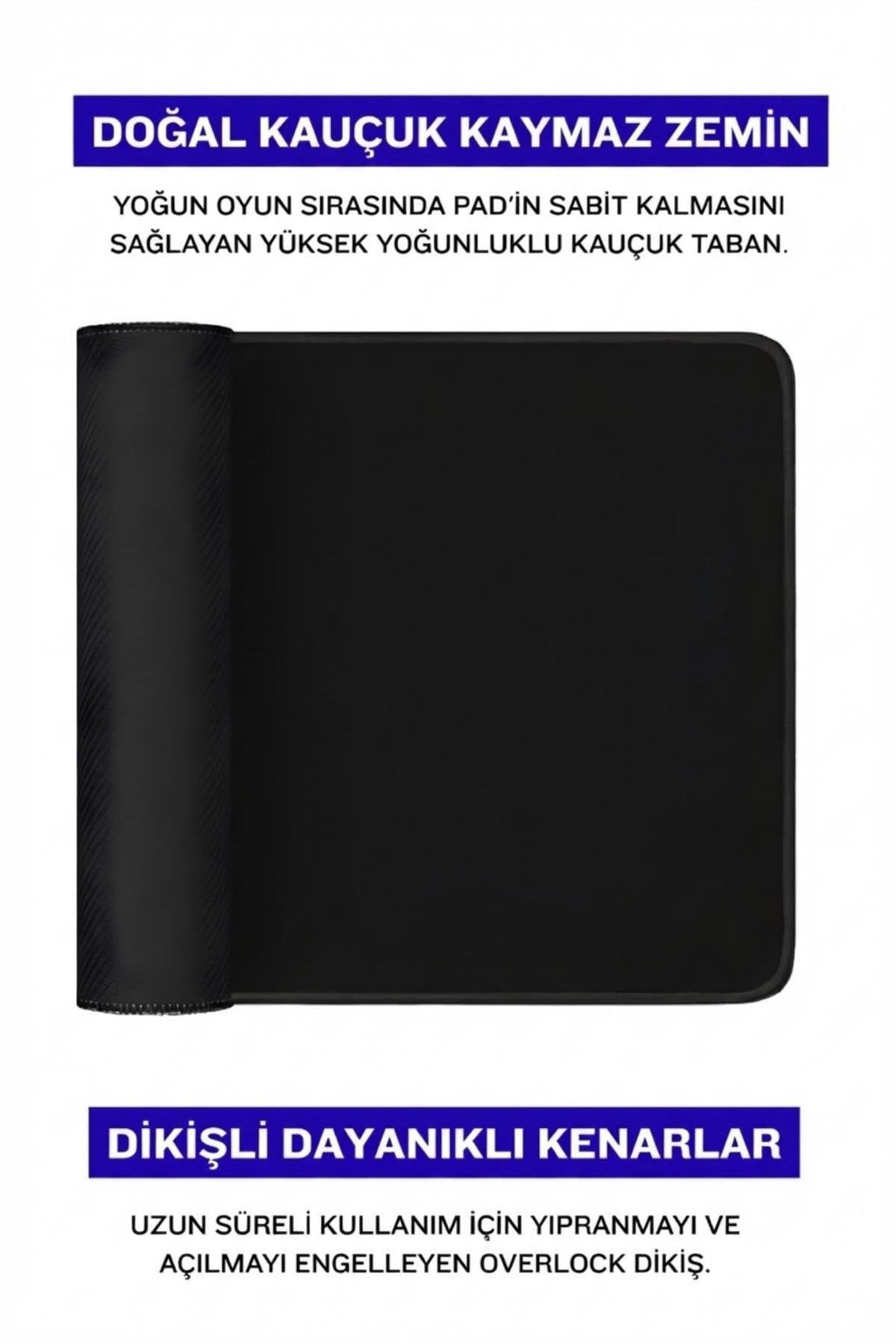 Çok modelli 90x40 cm gaming mouse pad kauçuk taban detayı