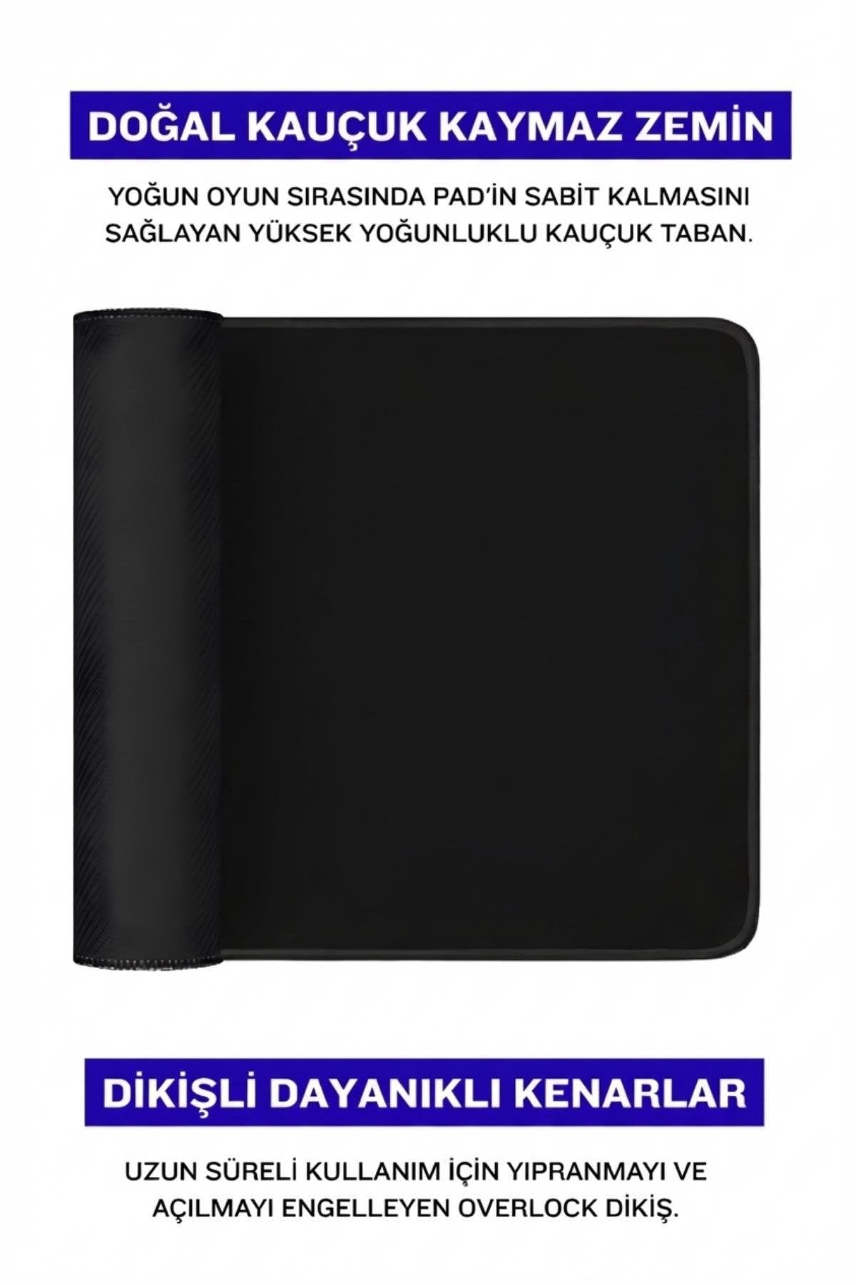 Çok modelli 90x40 cm gaming mouse pad kauçuk taban detayı