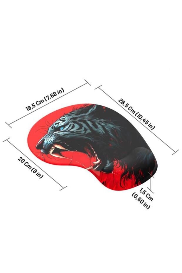 Angry Tiger bilek destekli mouse pad ölçü görseli