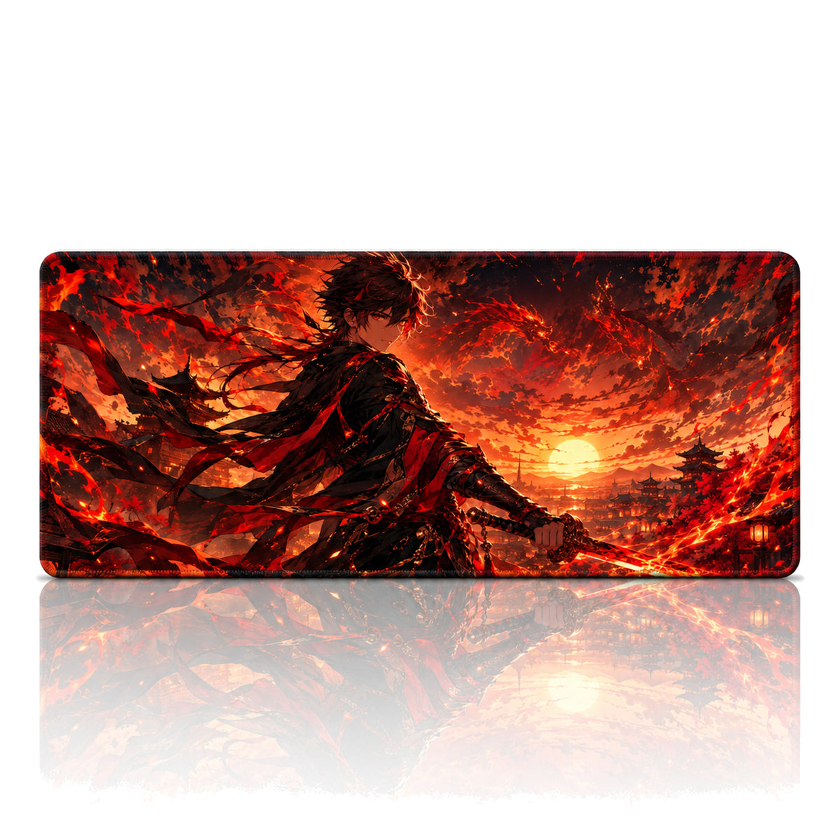 Ateş Ejderhası anime oyuncu mouse pad – beyaz fon düz görünüm