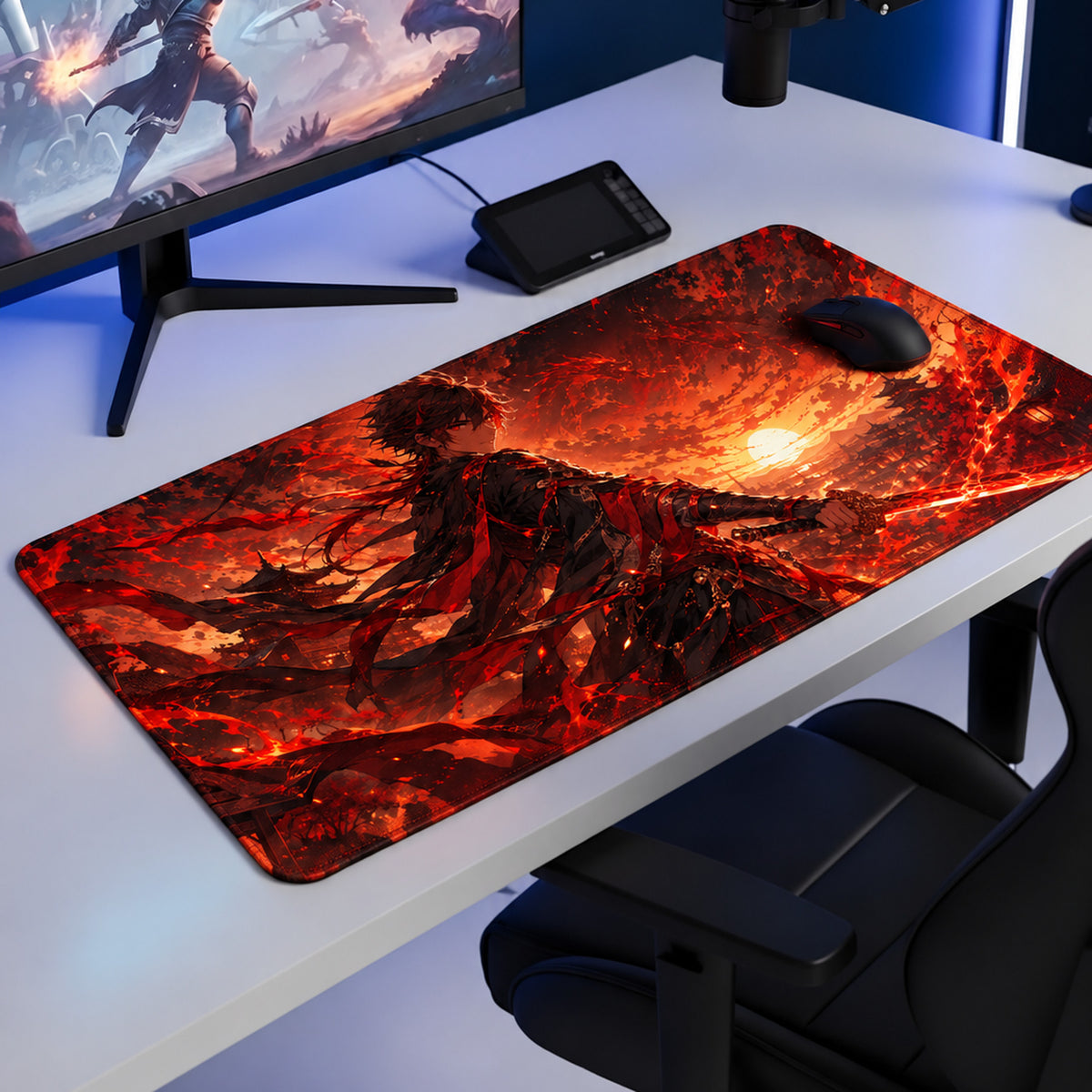 Ateş Ejderhası anime oyuncu mouse pad – oyun odası kurulumu