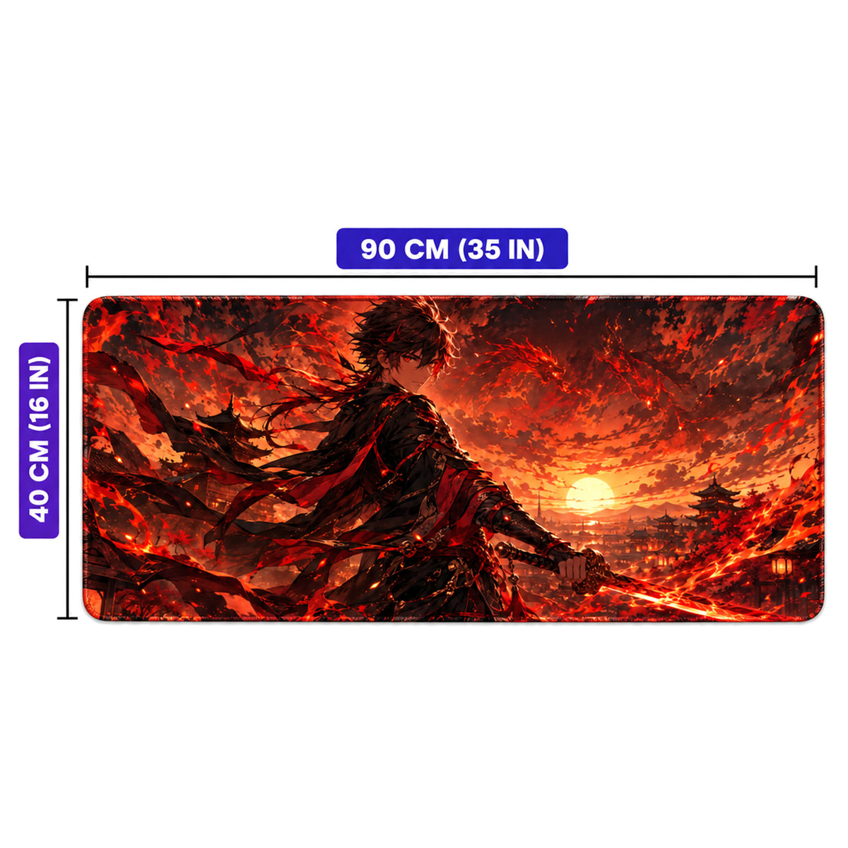 Ateş Ejderhası 90x40 cm anime oyuncu mouse pad – 90x40 cm ölçü bilgisi