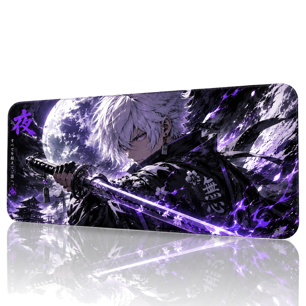 Gece Samurayı anime oyuncu mouse pad – beyaz fon önden görünüm