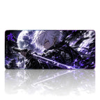 Gece Samurayı anime oyuncu mouse pad – beyaz fon düz görünüm