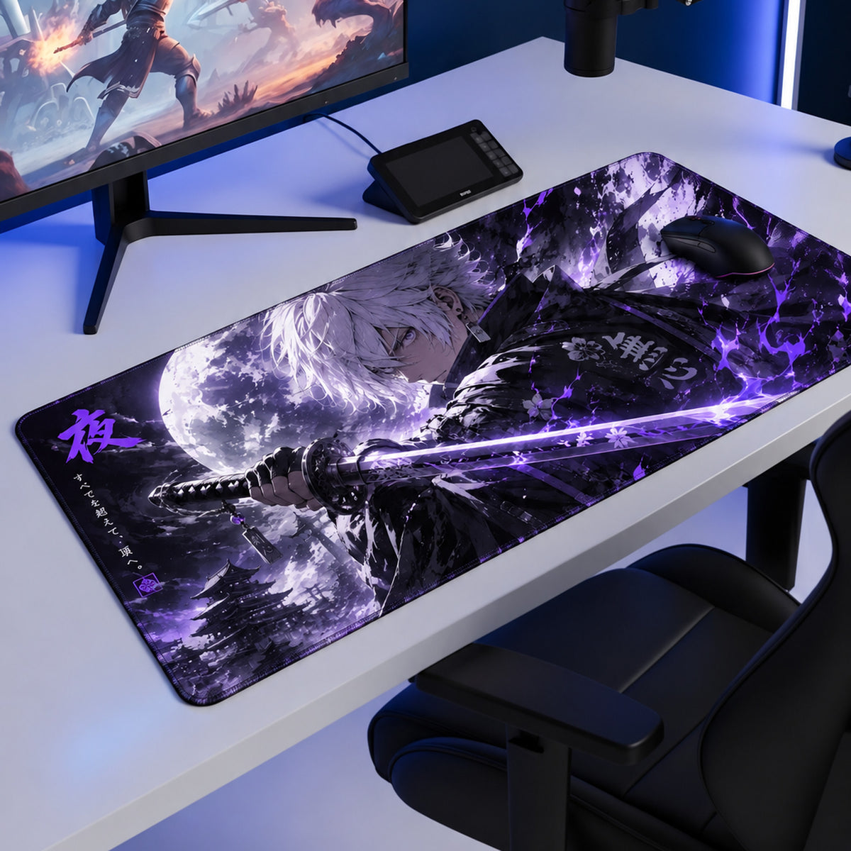 Gece Samurayı anime oyuncu mouse pad – oyun odası kurulumu