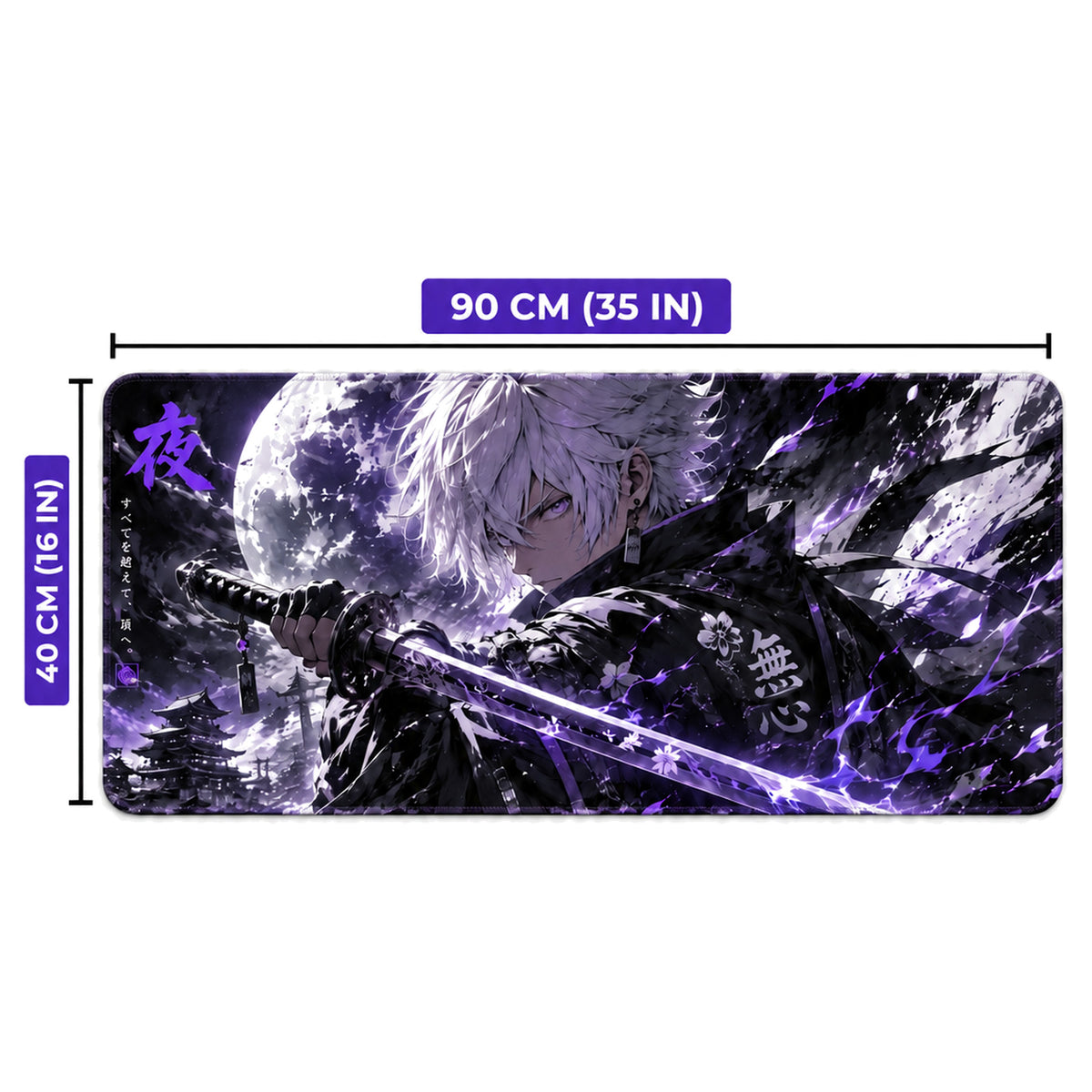 Gece Samurayı 90x40 cm anime oyuncu mouse pad – 90x40 cm ölçü bilgisi