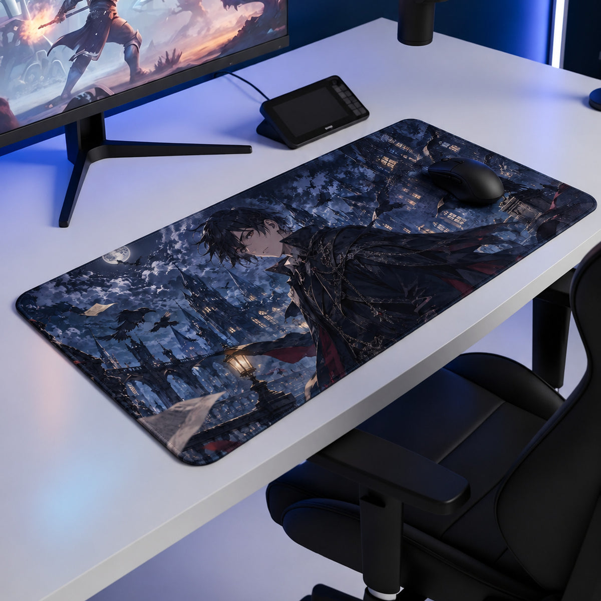 Gotik Kuzgun anime oyuncu mouse pad – oyun odası kurulumu