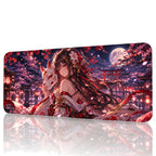 Kitsune Maske anime oyuncu mouse pad – beyaz fon önden görünüm