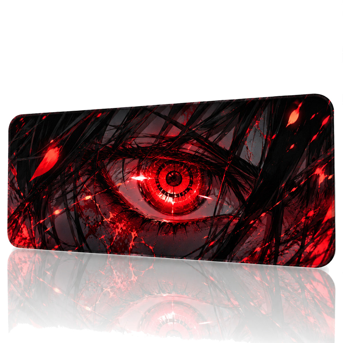 Kızıl Göz anime oyuncu mouse pad – beyaz fon önden görünüm