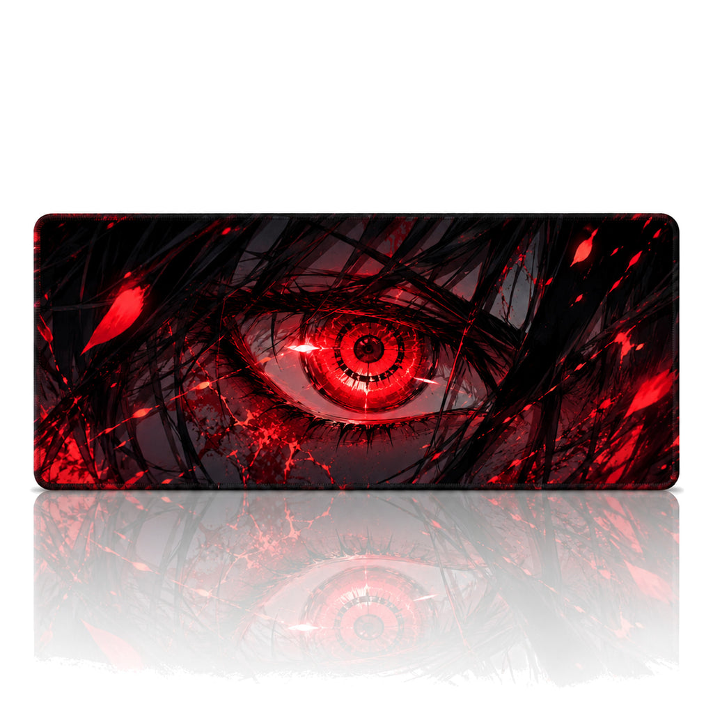 Kızıl Göz anime oyuncu mouse pad – beyaz fon düz görünüm