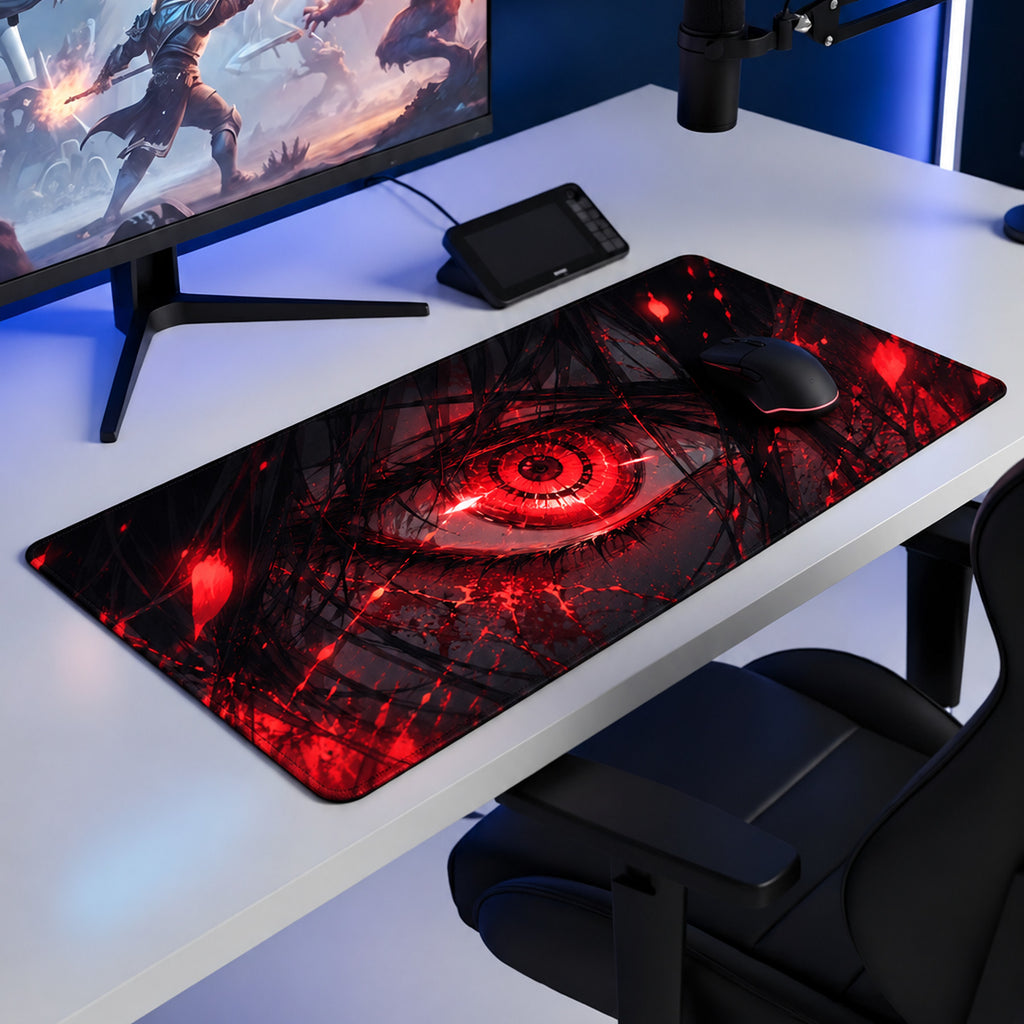 Kızıl Göz anime oyuncu mouse pad – oyun odası kurulumu