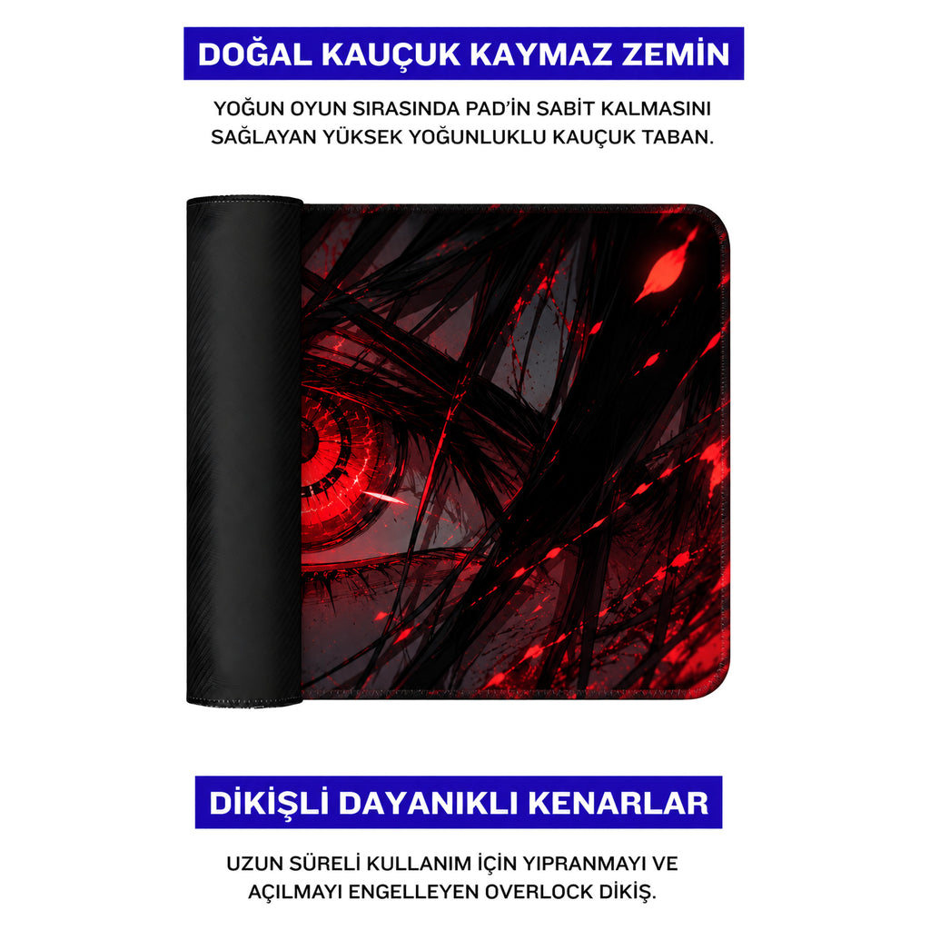 Kızıl Göz anime oyuncu mouse pad – doğal kauçuk kaymaz taban