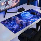 Mavi Dolunay anime oyuncu mouse pad – oyun odası kurulumu