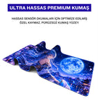 Mavi Dolunay anime oyuncu mouse pad – premium kumaş yüzey