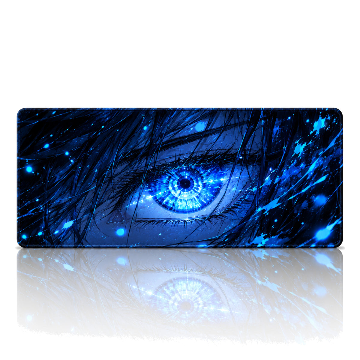 Mavi Göz anime oyuncu mouse pad – beyaz fon düz görünüm