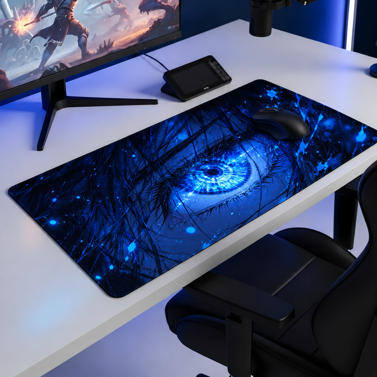Mavi Göz anime oyuncu mouse pad – oyun odası kurulumu