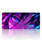 Neon Gözler anime oyuncu mouse pad – beyaz fon düz görünüm