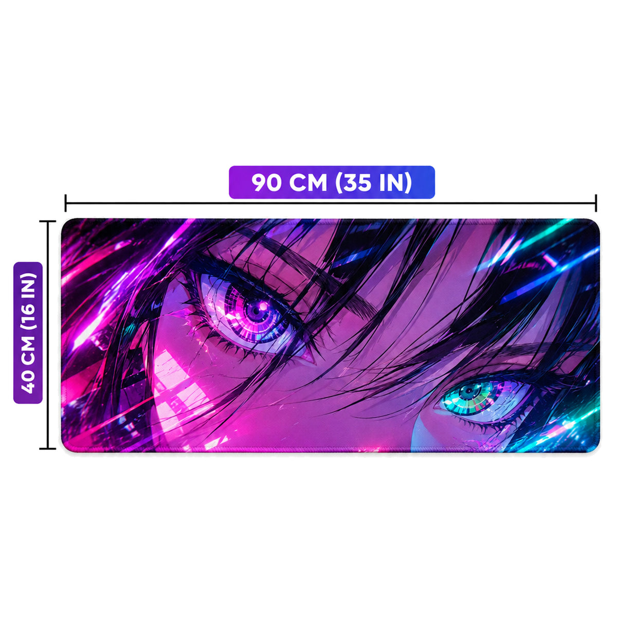 Neon Gözler 90x40 cm anime oyuncu mouse pad – 90x40 cm ölçü bilgisi