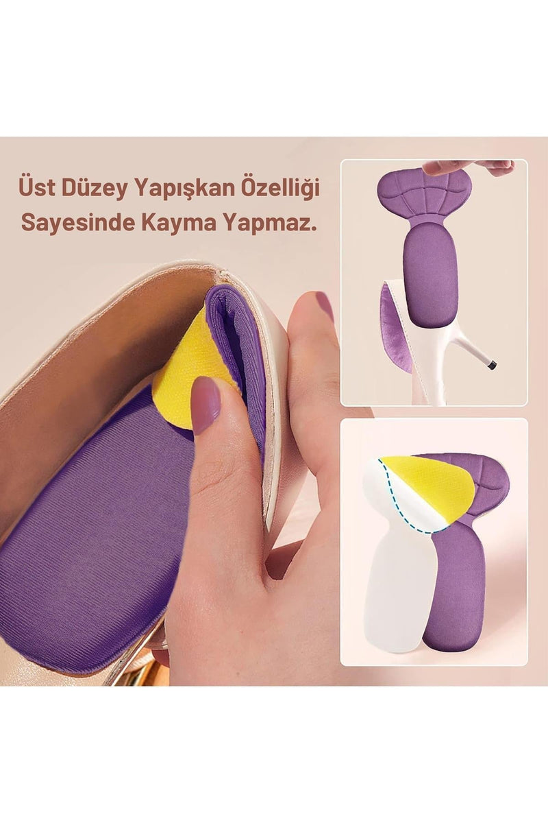 T10 Topuk Vurma Önleyici Ped — Ayakkabı Daraltma Aparatı, Tek Ebat (Mor)
