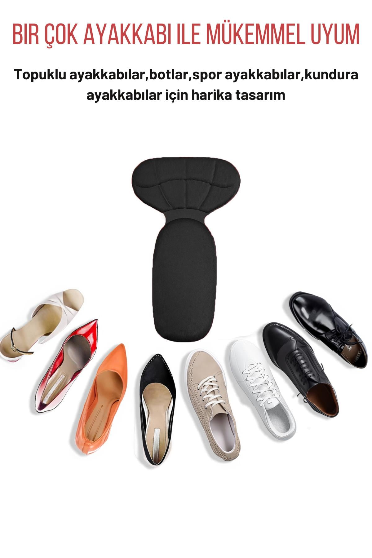 T10 topuk vurma önleyici ped, tek ebat siyah