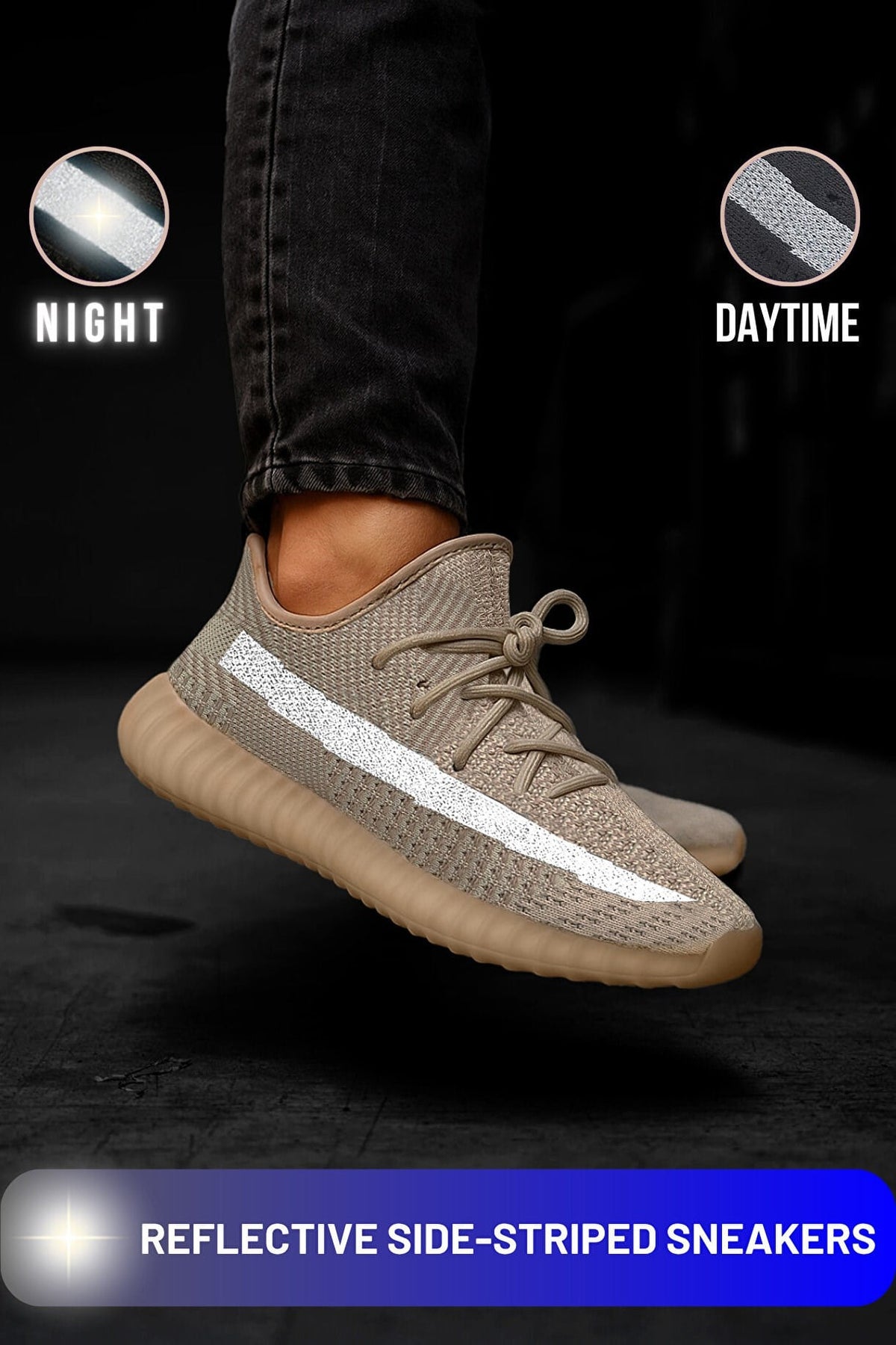 Movement reflektörlü sneaker bej