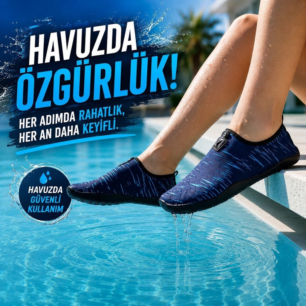Hayal deniz ayakkabısı lacivert turkuaz taban detayı