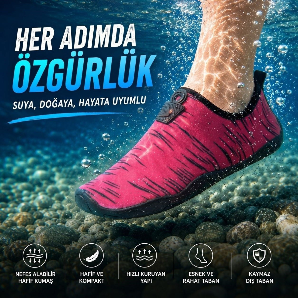Hayal deniz ayakkabısı pembe siyah yakın çekim