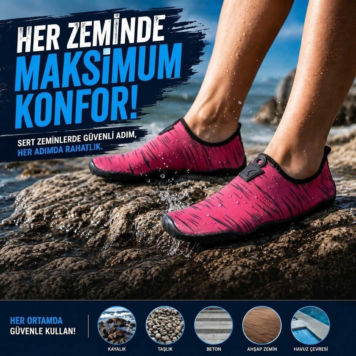 Hayal deniz ayakkabısı pembe siyah detay görseli
