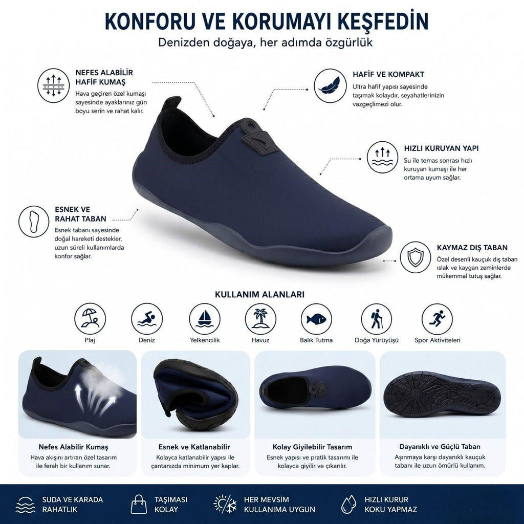 Lab deniz ayakkabısı lacivert kullanım görseli