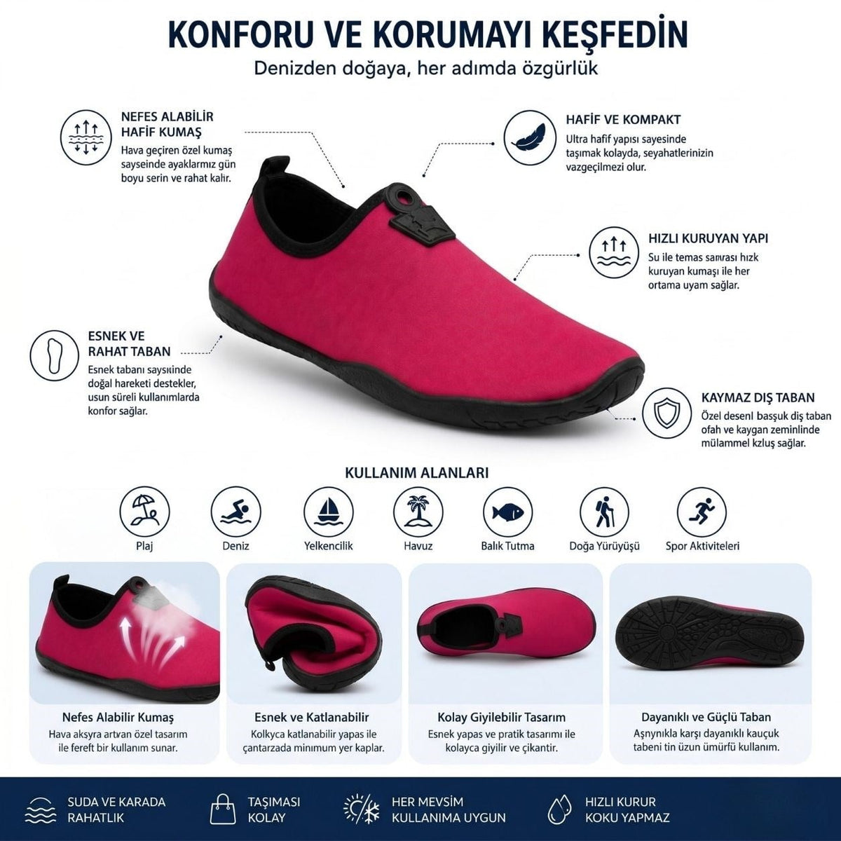 Lab deniz ayakkabısı pembe kullanım görseli