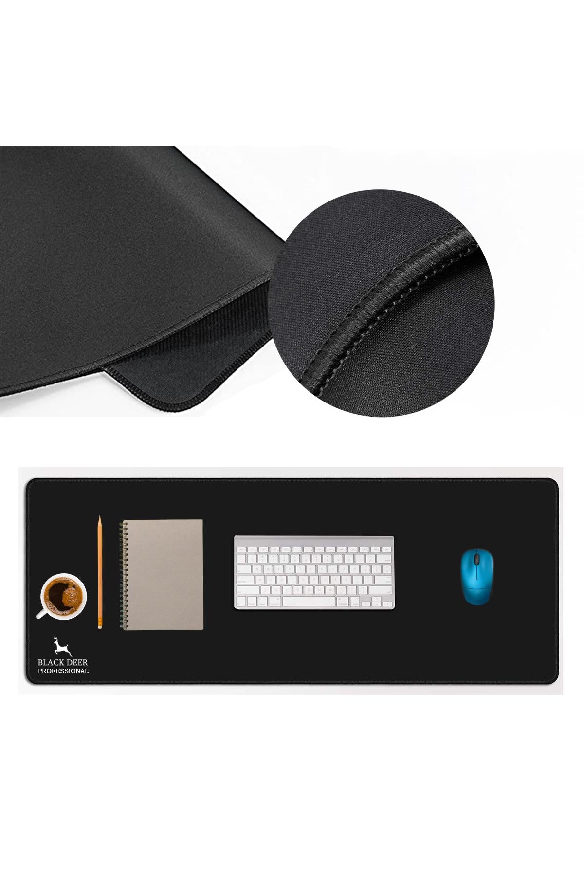 Professional 90x40 cm gaming mouse pad dikişli kenar detayı