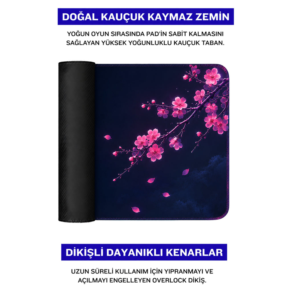 Blossom oyuncu mouse pad – doğal kauçuk kaymaz taban