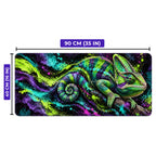 Neon Bukalemun desenli oyuncu mouse pad ölçüleri: 90 cm x 40 cm (35 x 16 inç)