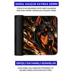 Bakır Doberman desenli mouse pad doğal kauçuk kaymaz taban ve dikişli kenar detayı