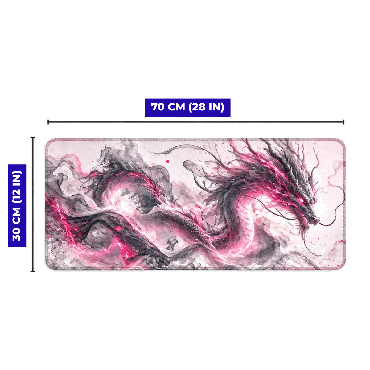Duman Ejderha Pembe 70x30 cm oyuncu mouse pad – 70x30 cm ölçü bilgisi