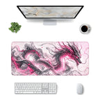Duman Ejderha Pembe oyuncu mouse pad – masa üstü kullanım görünümü