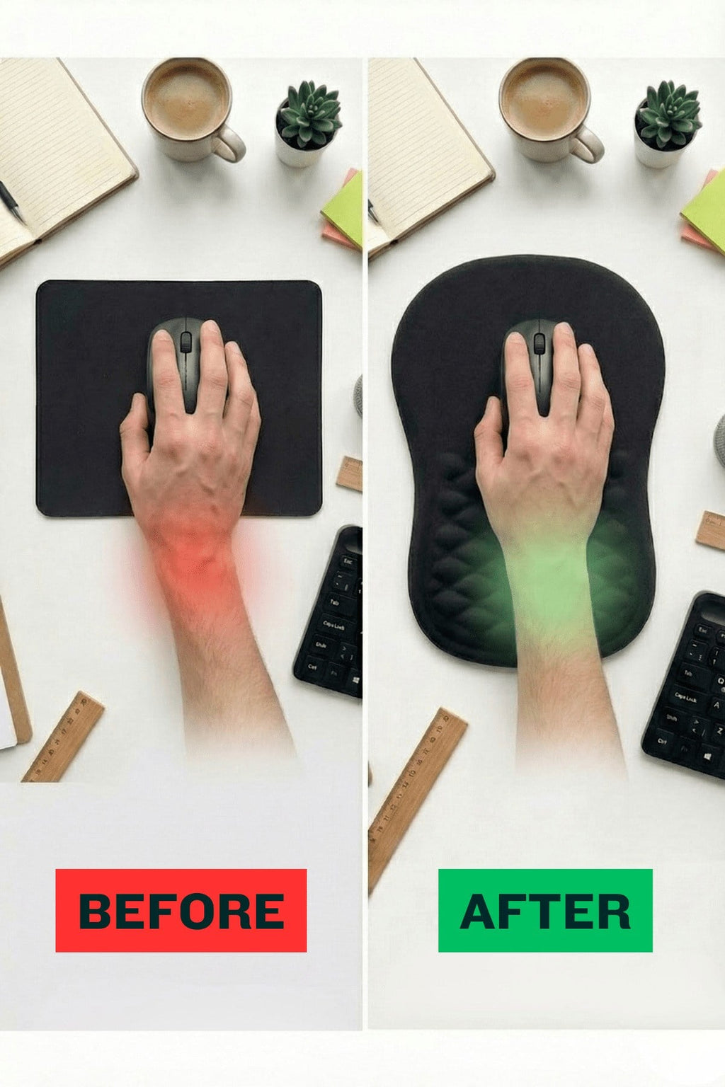 Bilek destekli mouse pad kullanım görseli