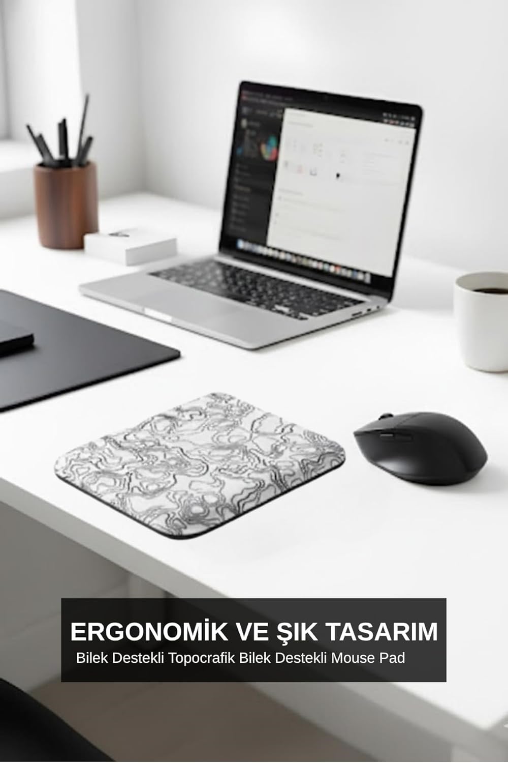 Typography kare bilek destekli mouse pad kullanım görseli