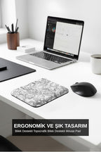 Typography kare bilek destekli mouse pad beyaz kullanım görseli