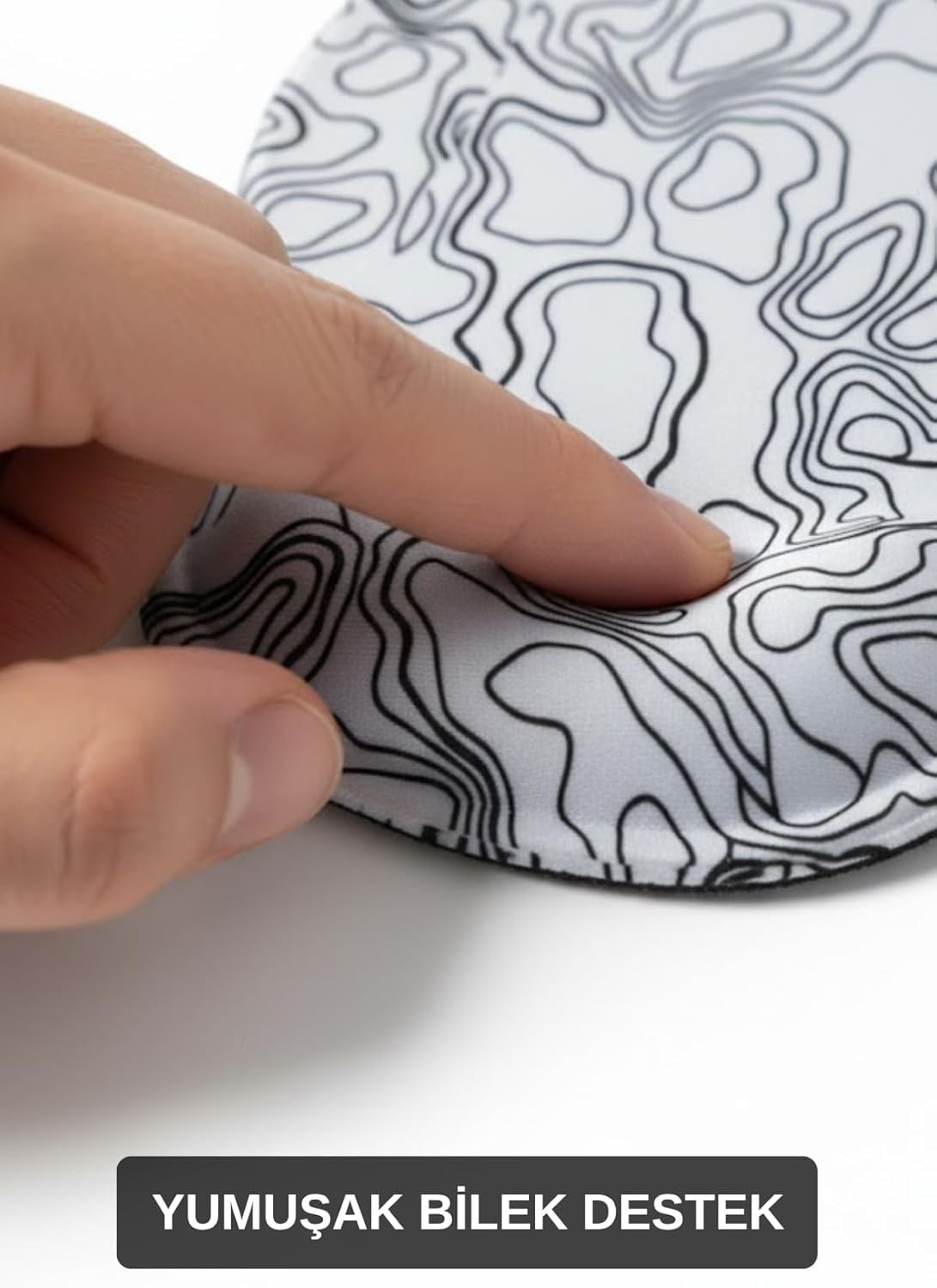 Typography bilek destekli mouse pad beyaz ölçü görseli