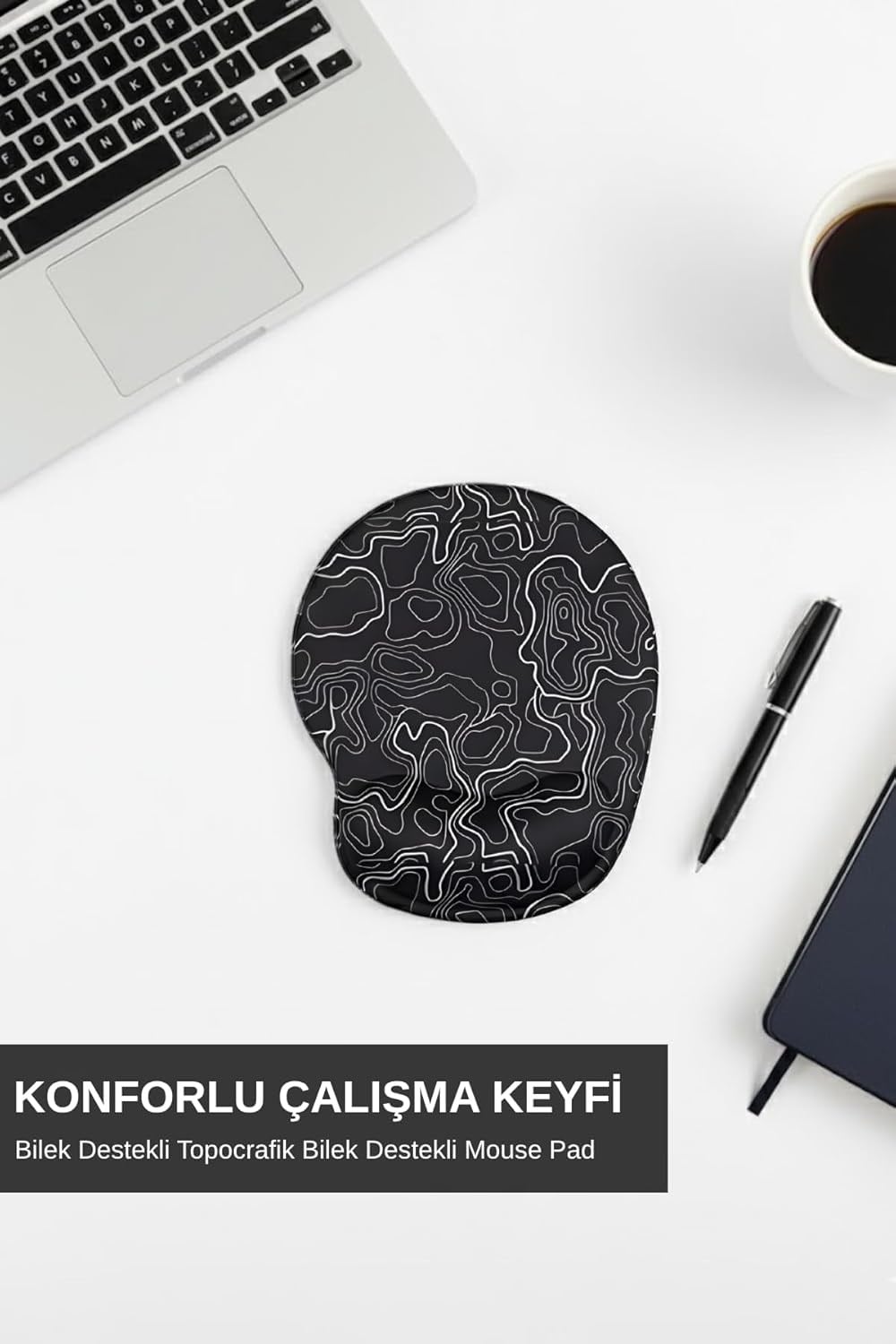 Typography bilek destekli mouse pad kullanım görseli