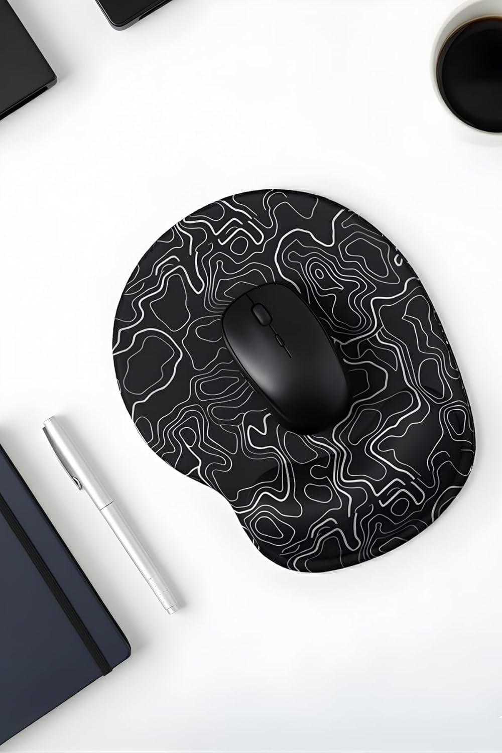 Typography bilek destekli mouse pad yakın çekim