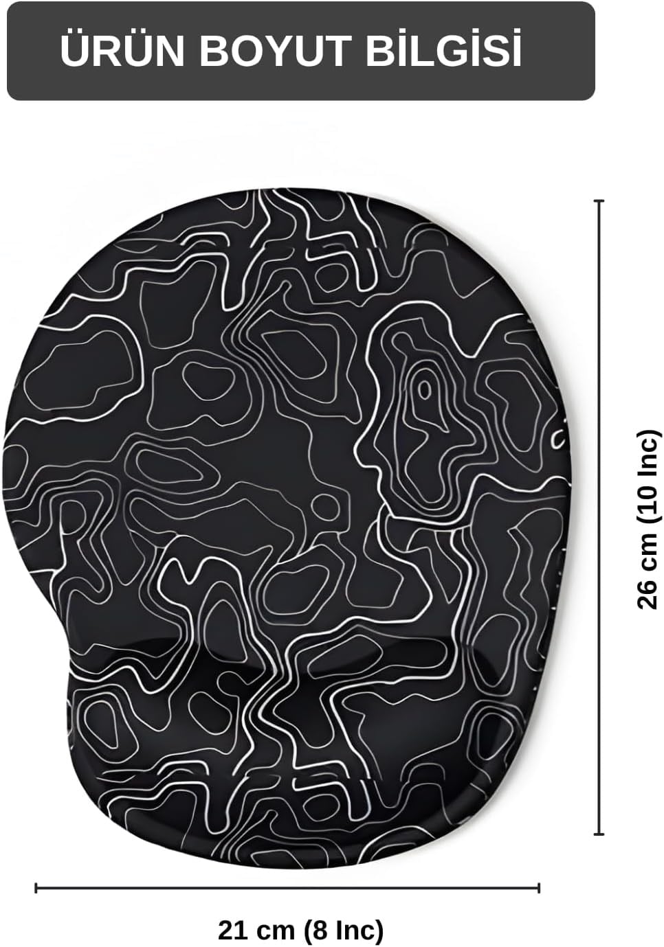 Typography bilek destekli mouse pad bilek yastığı detayı