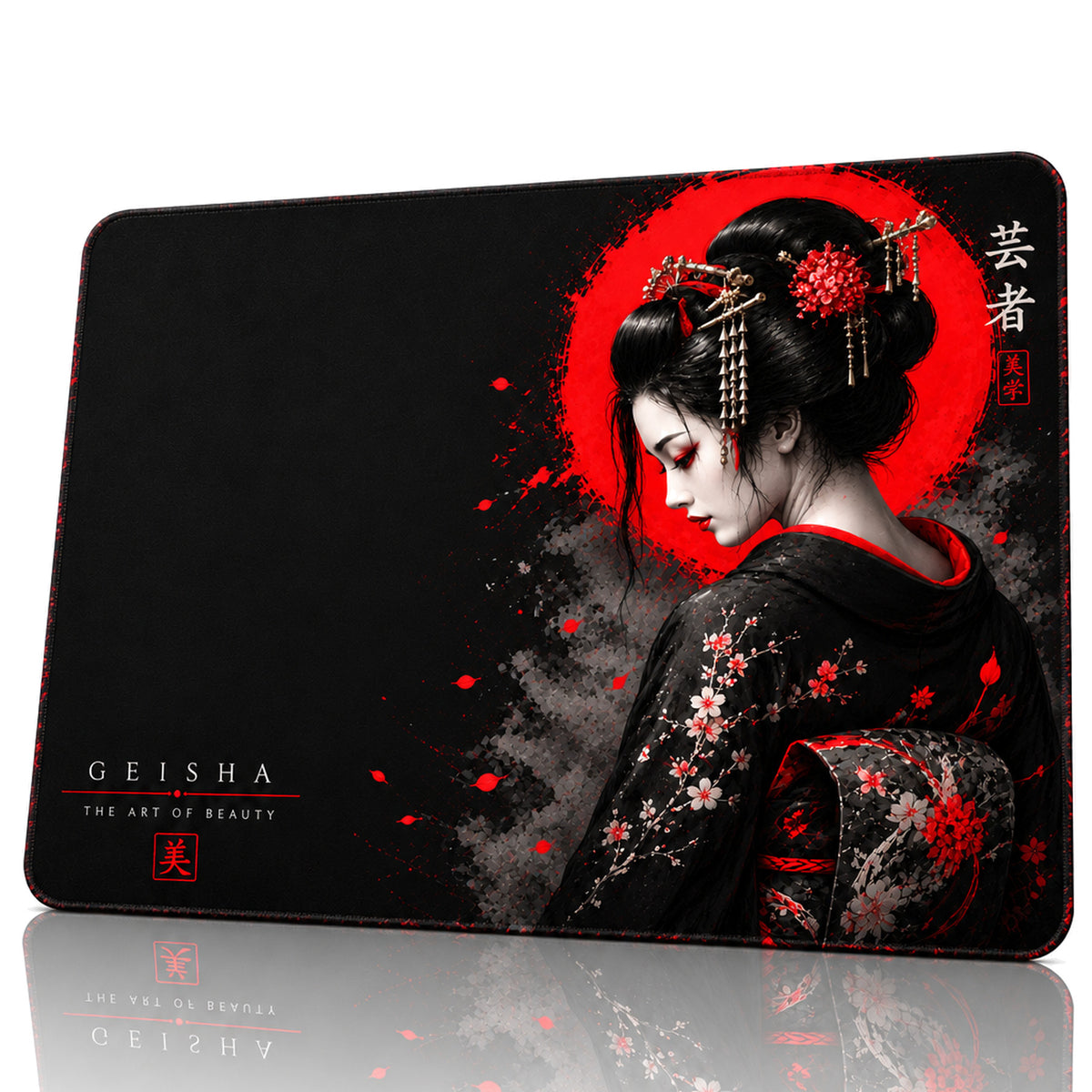 Geisha 50x40 cm oyuncu mouse pad – beyaz fon önden görünüm