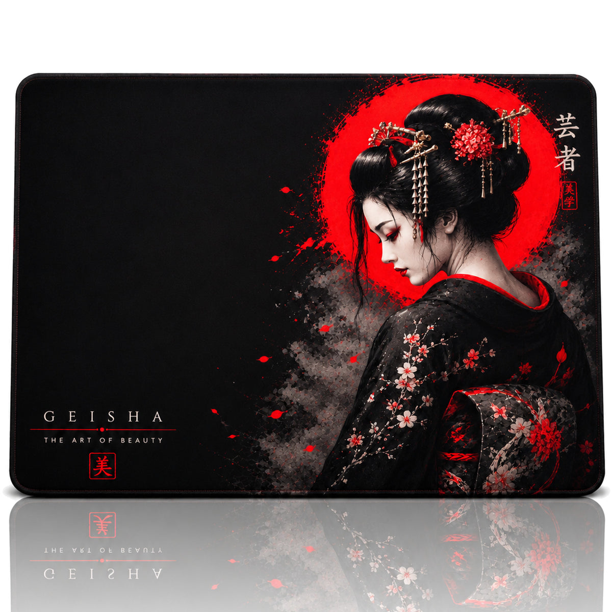 Geisha 50x40 cm oyuncu mouse pad – beyaz fon düz görünüm