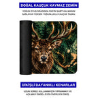 Orman Geyiği geyik desenli mouse pad doğal kauçuk kaymaz taban ve dikişli kenar detayı