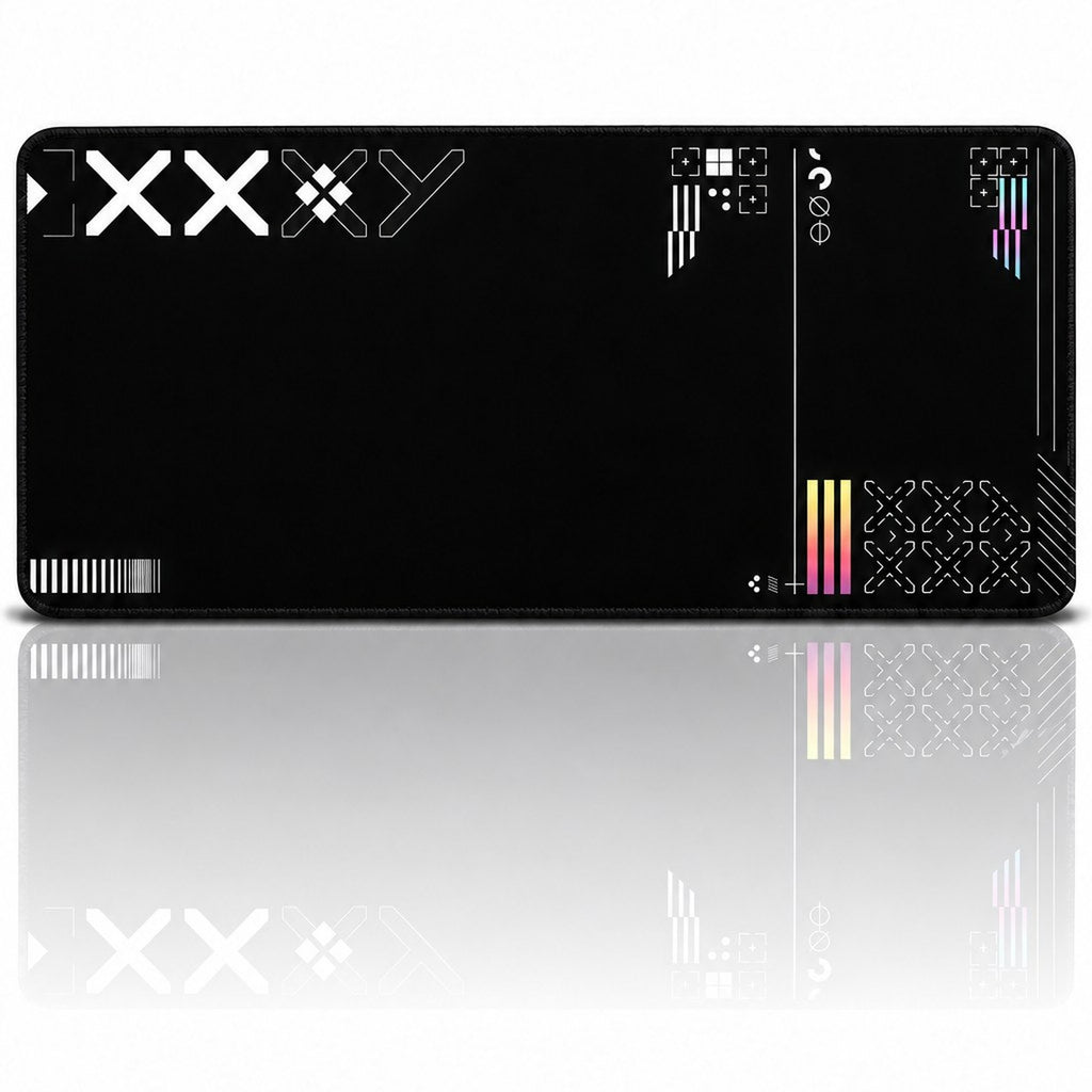 Glyph siyah geometrik 90x40 cm XXL mouse pad düz önden tam desen