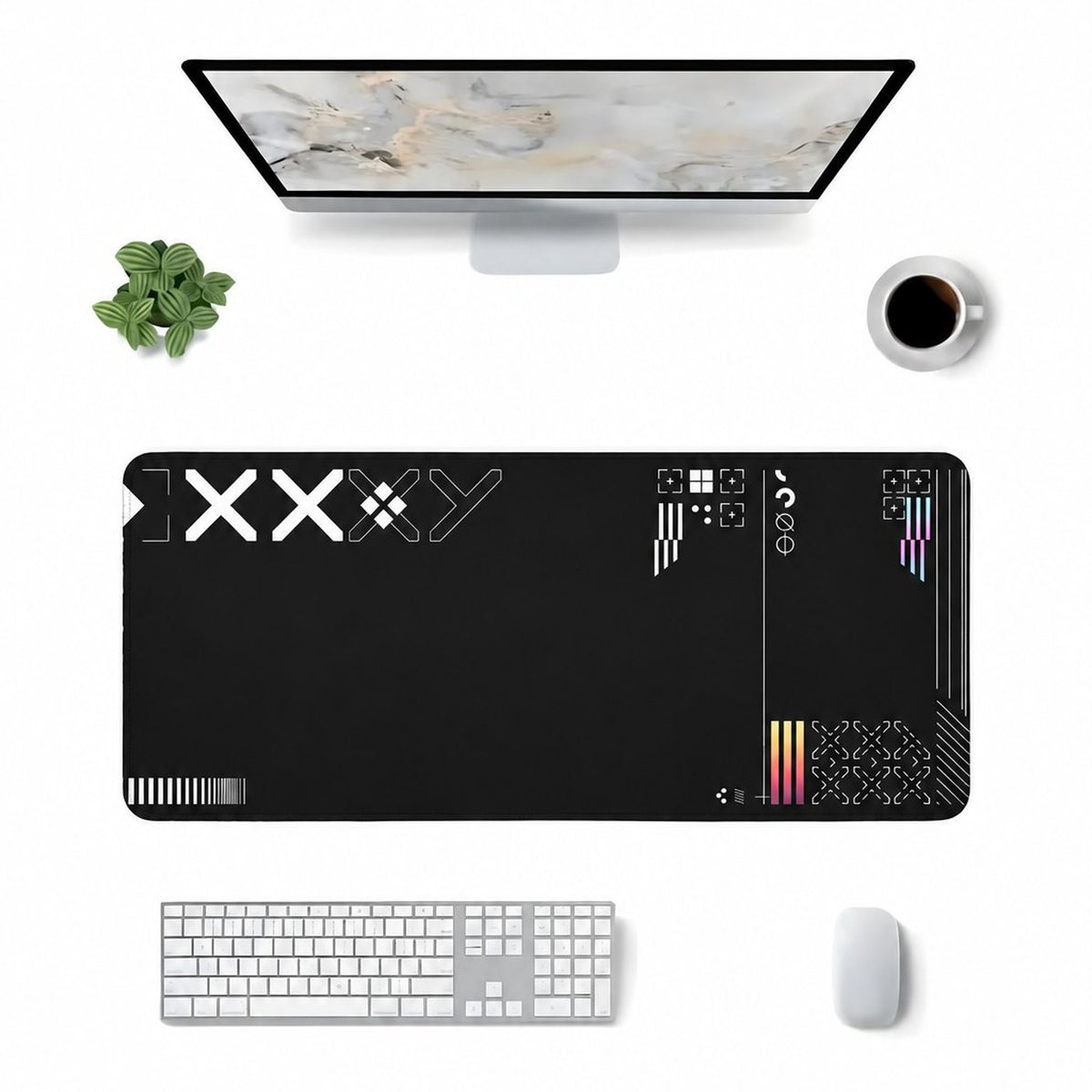 Glyph siyah minimal 90x40 mouse pad klavye ve mouse ile masa üstü