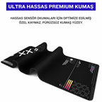 Glyph siyah minimal mouse pad kumaş yüzey ve dikişli kenar